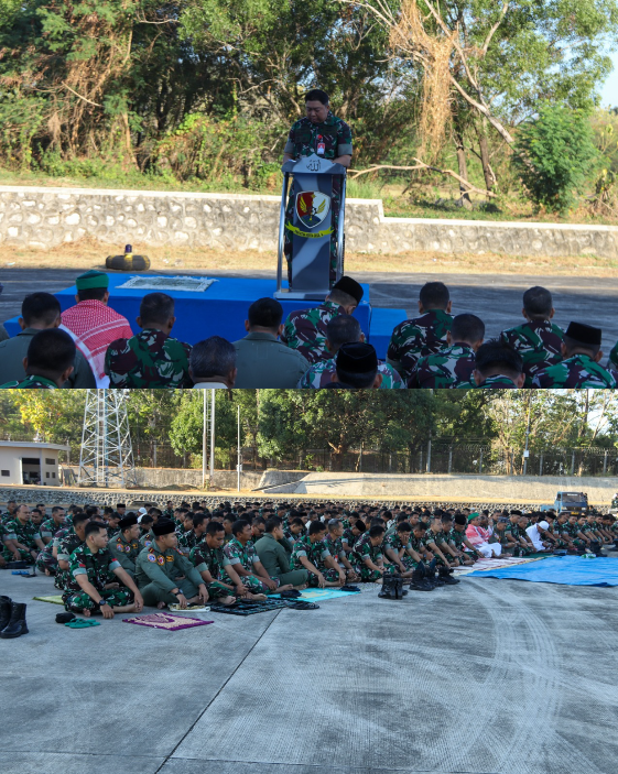 Prajurit Divisi Hanud Pasgat Ikuti Salat Istisqa Berjamaah di Skadron Udara 33